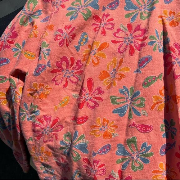 Fresh Produce Bomber Jacket Peach and Pink Floral size Medium Cotton USA made - Picture 9 of 9